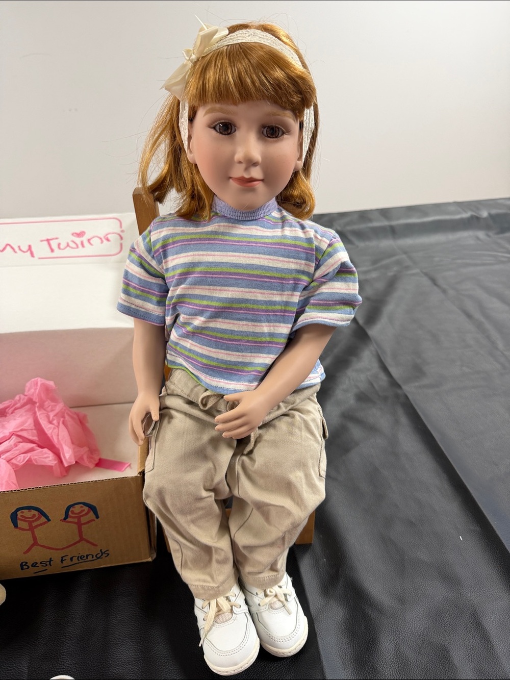 Classic My Twin Play Doll with extra clothes, accessories, and a chair - Picture 2 of 7